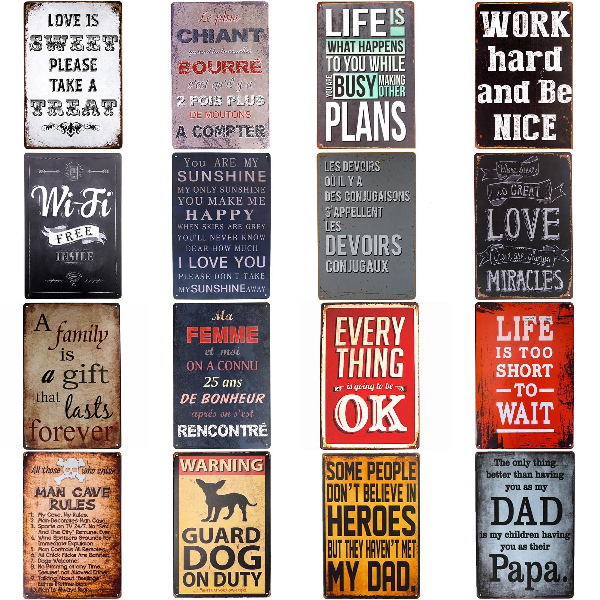 

work hard and be Nice Metal Sign Plaque Bar Vintage Retro Wall Decor Poster Home Wall Decor
