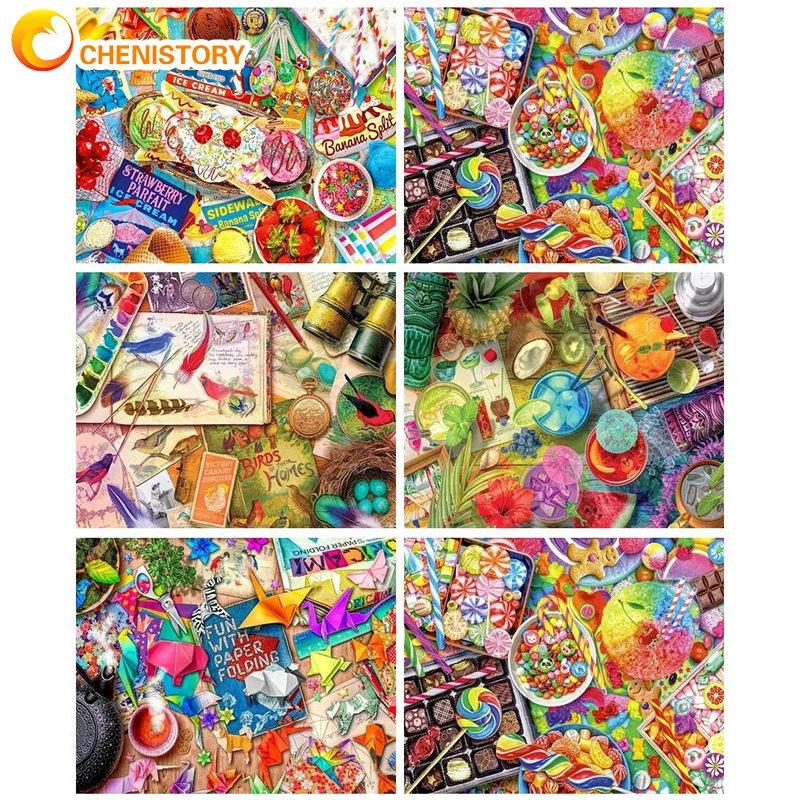 

CHENISTORY 5D Diy Diamond Painting Colorful Diamond Art Kits Scenery Diamond Embroidery Tool Pictures For Living Room Wall Art G