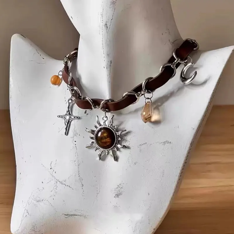 Кожаное ожерелье HuanZhi с подвеской в стиле меридиана