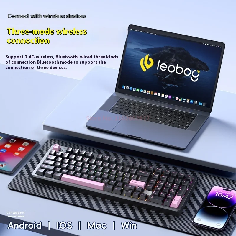 Новая механическая клавиатура LEOBOG Hi98Pro 3-режимная алюминиевая беспроводная