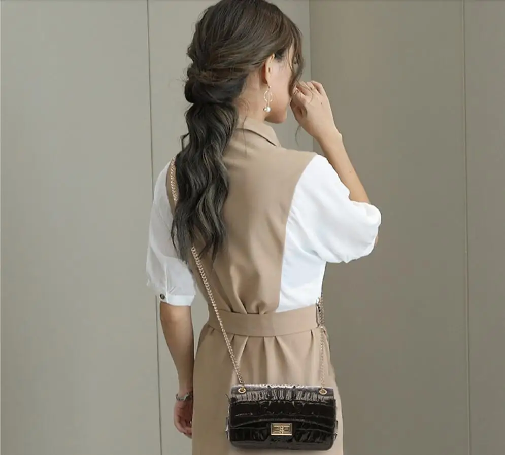 

Крокодиловый узор кожаная цепочка на одно плечо для женщин 2022 новая маленькая квадратная сумка-книжка Премиум-качества сумка-мессенджер