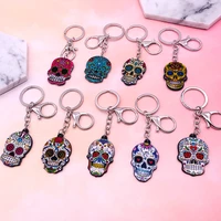 sugary sweet whimsical skull keychain keyring celebrate mexican day of the dead gothic acrylic sugar skull key chain wholesale