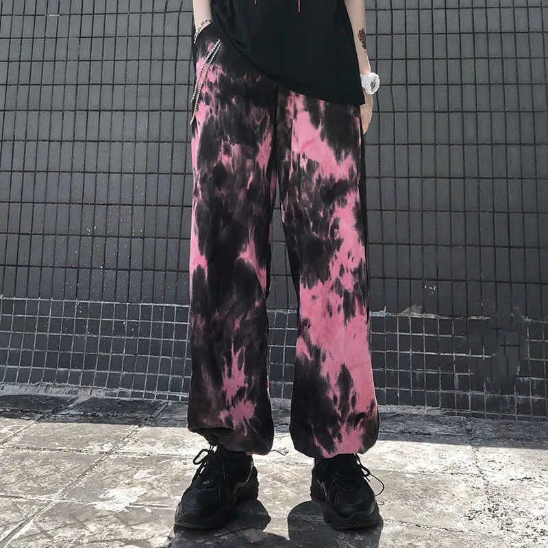 

2022 Women Fashion Contrast Cargo Pants Female New Arrival Elastic Waist Wide Leg Trousers Ladies Korean High Street Cotton Pant