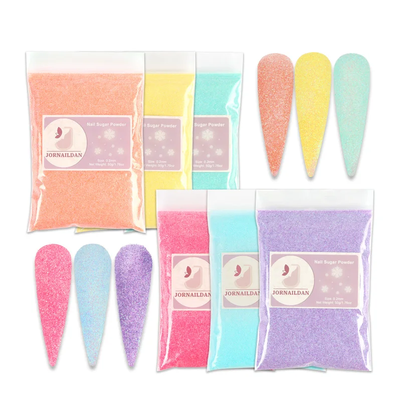 

1.76 oz Shiny Sugar Sand Coat Effect Nail Glitter Rainbow Color Nail Art Candy Powder For DIY Manicure Decoration JORNAILDAN
