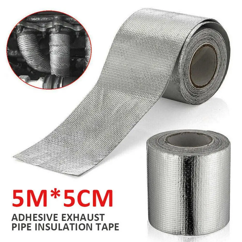 

5mx5cm Exhaust Heat Tape Manifold Downpipe High Temperature Bandage Tape Silver Adhesive Tape Car Accessories