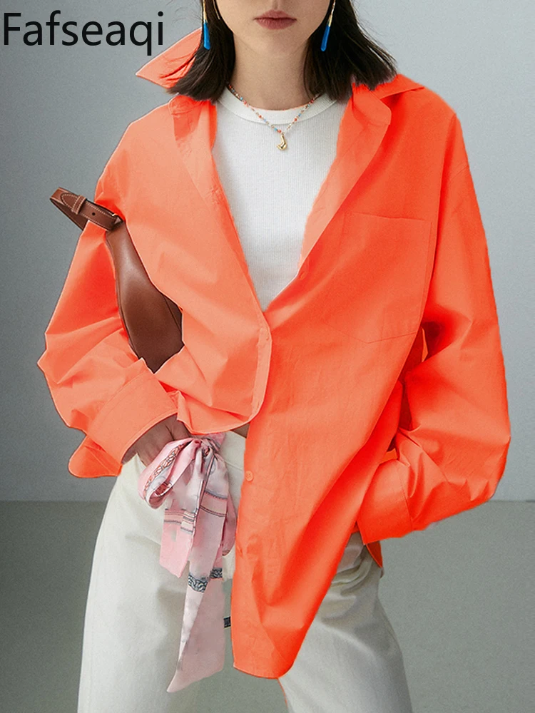 Женская хлопковая блузка на пуговицах элегантная белая Свободная ярких цветов