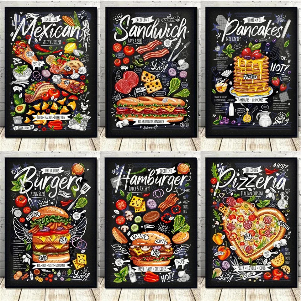 

5D Diy Diamond Painting Fries Burger Pizza Full Rhinestones Embroidery Mosaic Art Cross Stitch Kits Home Decor New Arrivals 2023