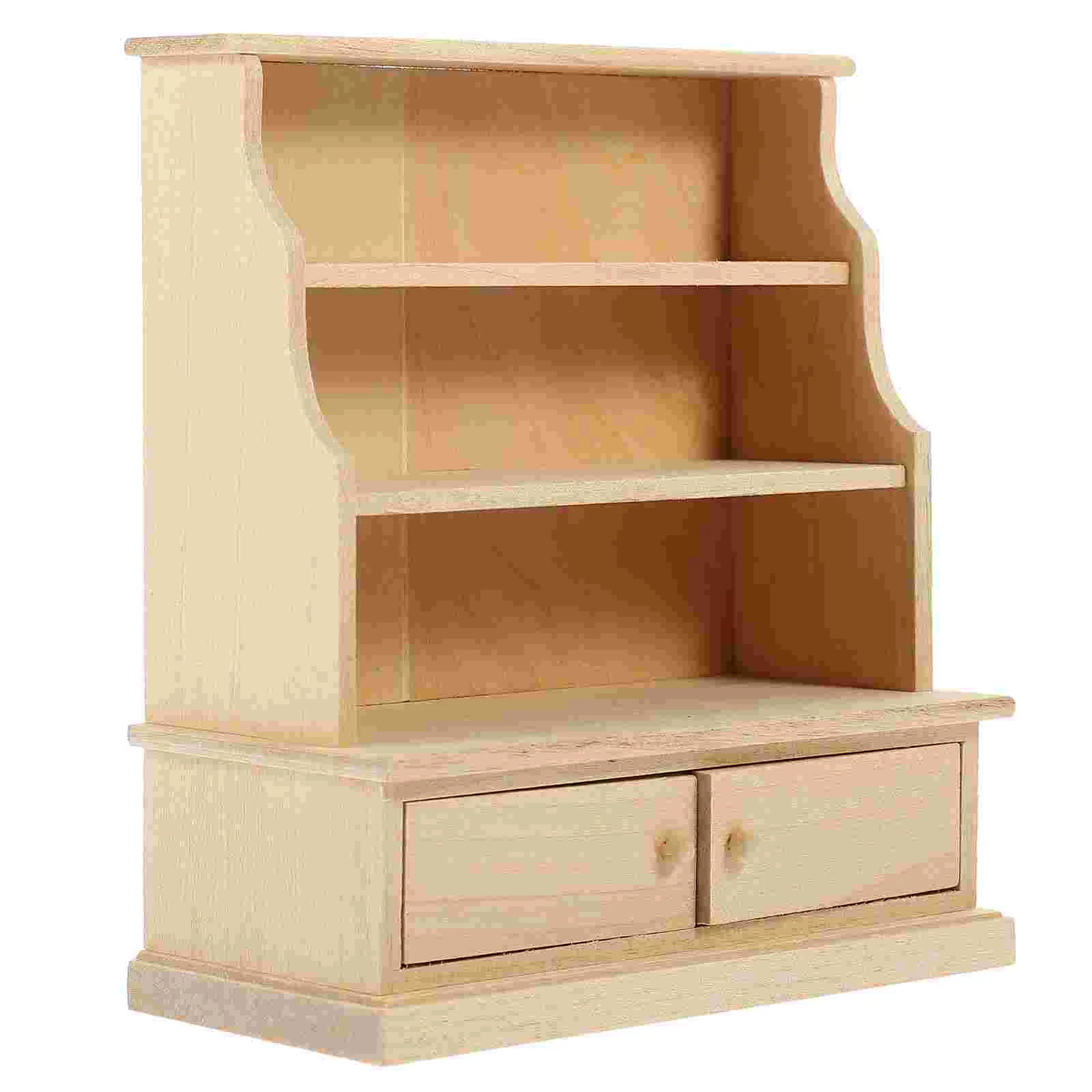 

Mini Cabinet House Decoration Wooden Bookcase Miniature Store Cupboard Scene Model
