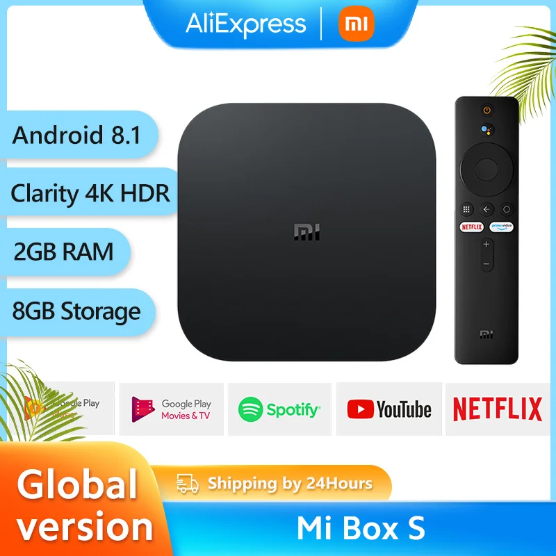 

Original Xiaomi Mi TV Box S 4K Android 8.1 HDR 2G 8G WiFi BT4.2 Google Cast Netflix Smart TV Box Media Player Global Version
