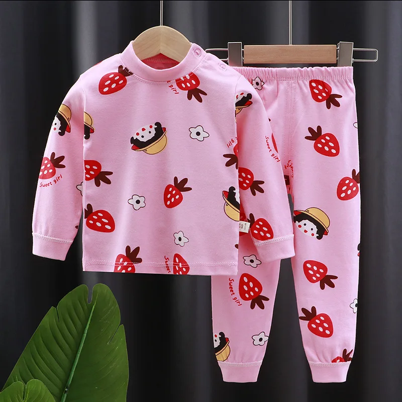Комплект одежды для маленьких девочек хлопковый костюм малышей с мультяшным