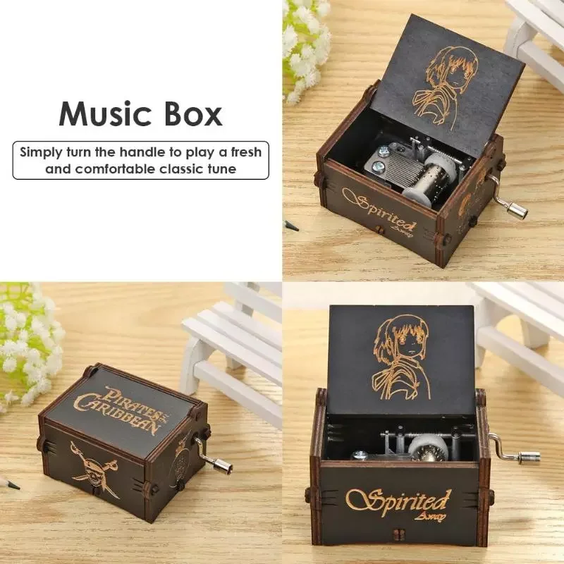 

Wooden Hand Cranked Music Box Retro Elegance Movie Theme Music Box Beauty Beast Home Ornaments Christmas Valentine's Day Gif
