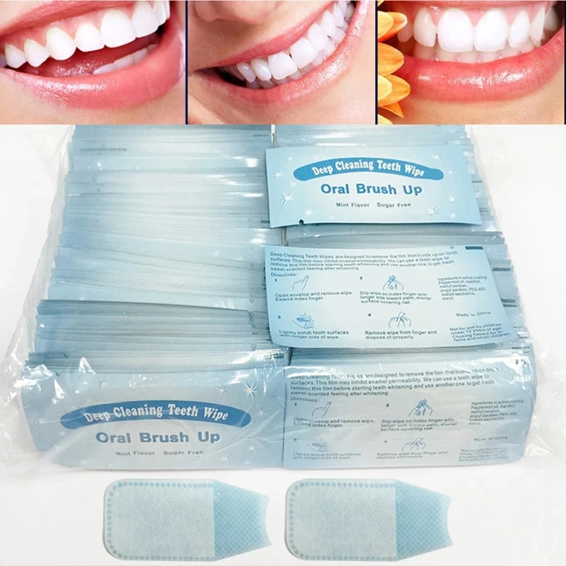 

100pcs/200pcs Deep Cleaning Teeth Wipes Mint Teeth Whitening Dental Brush Up Finger Wipe Tooth Cleaning Oral Hygiene Care Tool