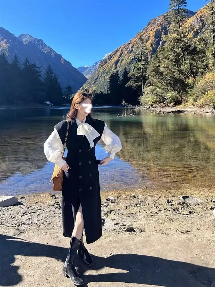 Костюм жилет платье весенняя одежда женская длинное пальто новые и куртки