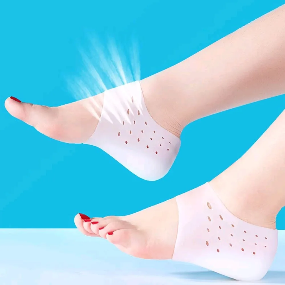 Gel Silicone Heel Protectors Sleeve Heel Pads Heel Cups Plantar Fasciitis Support Feet Care Skin Repair Cushion Half-yard Socks