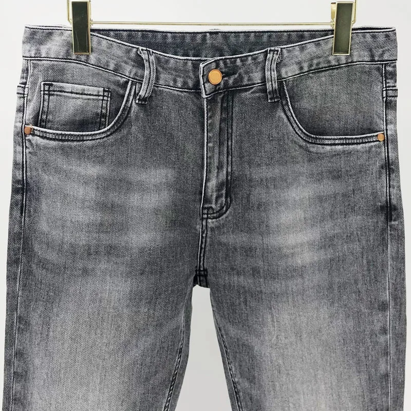 Luxury Brand H Men's Jeans Fashion Casual Mid-Waist Zipper Male Pants High Quality Washed Retro Korean Style Denim Trouser