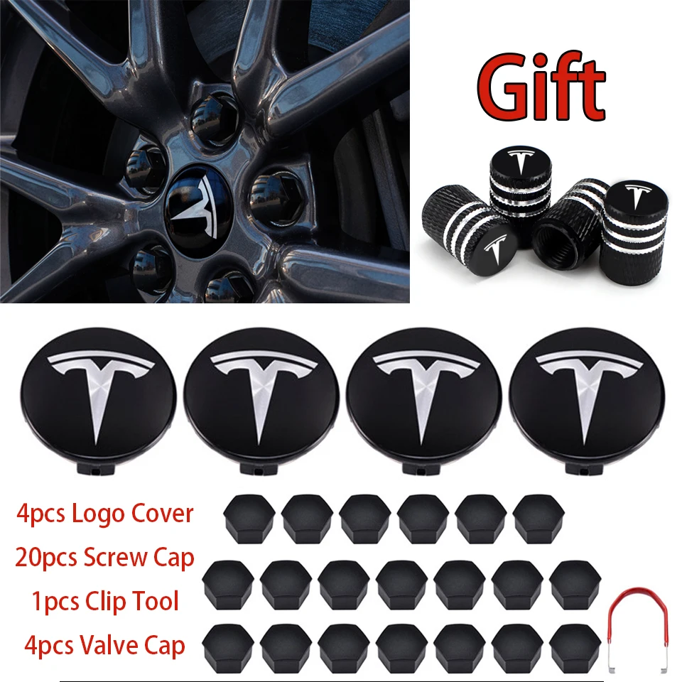 

29pcs Wheel Hub Cap Kit for Tesla Model 3 S X Y Car Hub Cover Emblem Badge Lug Screw Decoration Accessories