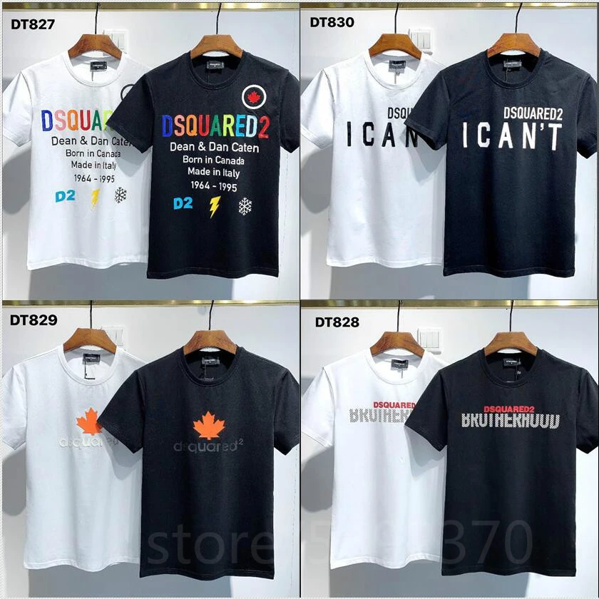 

Оригинальная мужская футболка Dsquared2 в стиле хип-хоп с круглым вырезом и короткими рукавами, хлопковые футболки с локомотивом искусственной ...