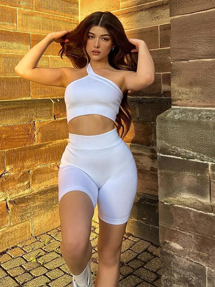 Новинка 2022 спортивный комплект для йоги на одно плечо бюстгальтер тренировочный