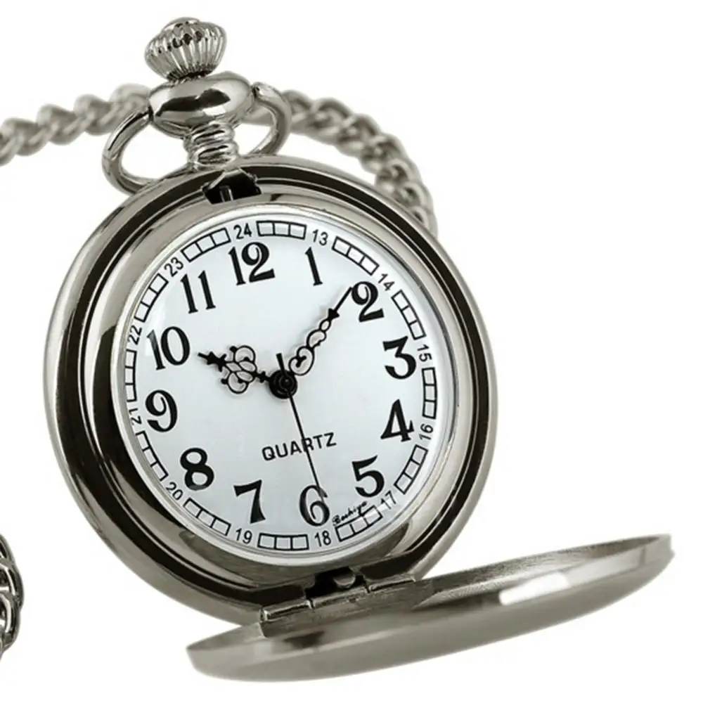 

Retro Vintage Men Steampunk Smooth Surface Pendant Chain Classic Pocket Watch