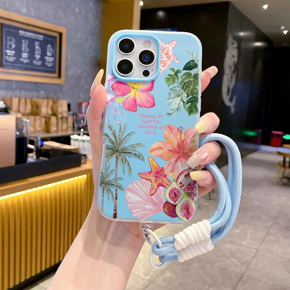 Фото Чехол для телефона Samsung Galaxy S26 Ultra S25 S24 S22 S23 Plus FE A56 A55 A35 A36 A37 5G Summer Island 2-в-1 с ремешком-шнурком №2