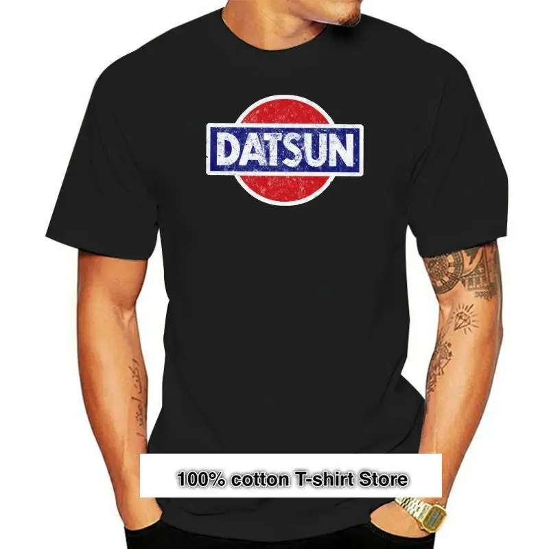 

Camiseta con logotipo de Datsun púrpura para hombre, camisa de manga corta de algodón personalizada con cuello redondo