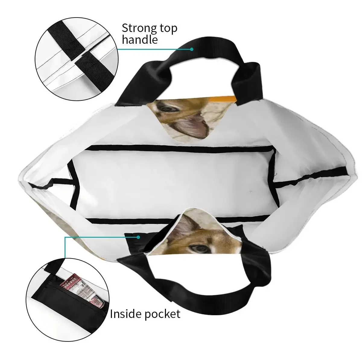 Забавная Сумка-тоут Floppa с котом для покупки продуктов Женская холщовая