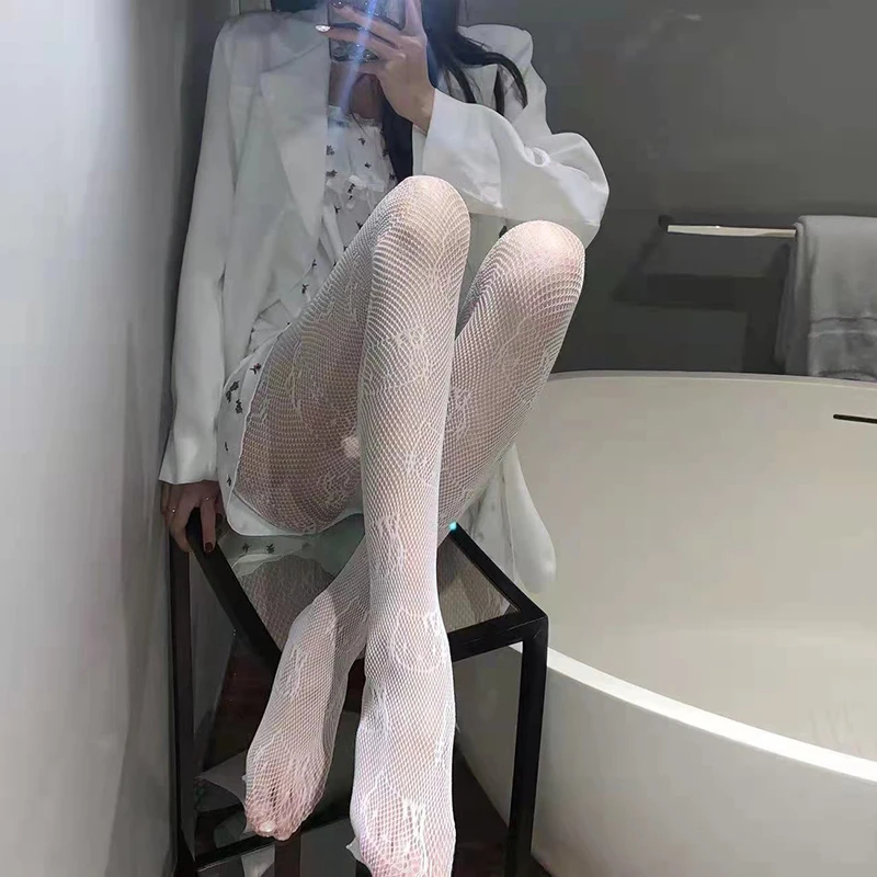 Sexy Women's Stockings Cute Kitty Cat Tights Lolita Nightclub Black Lace Women's Pantyhose Hollowed Out Fishnet Stockings