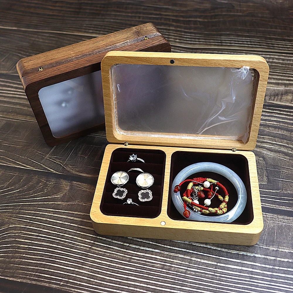 Customised Personalised Solid Black Walnut Beech Wood Jewellery Storage Rings Studs Bracelets Bracelet Display Stand Wholesale