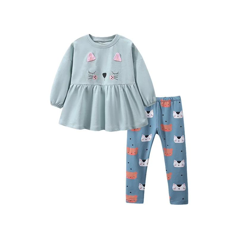 

Autumn Cartoon Girl Sweatshirt Clothes Cotton Kids Pants 2-7Y Long Sleeve Children's Suit