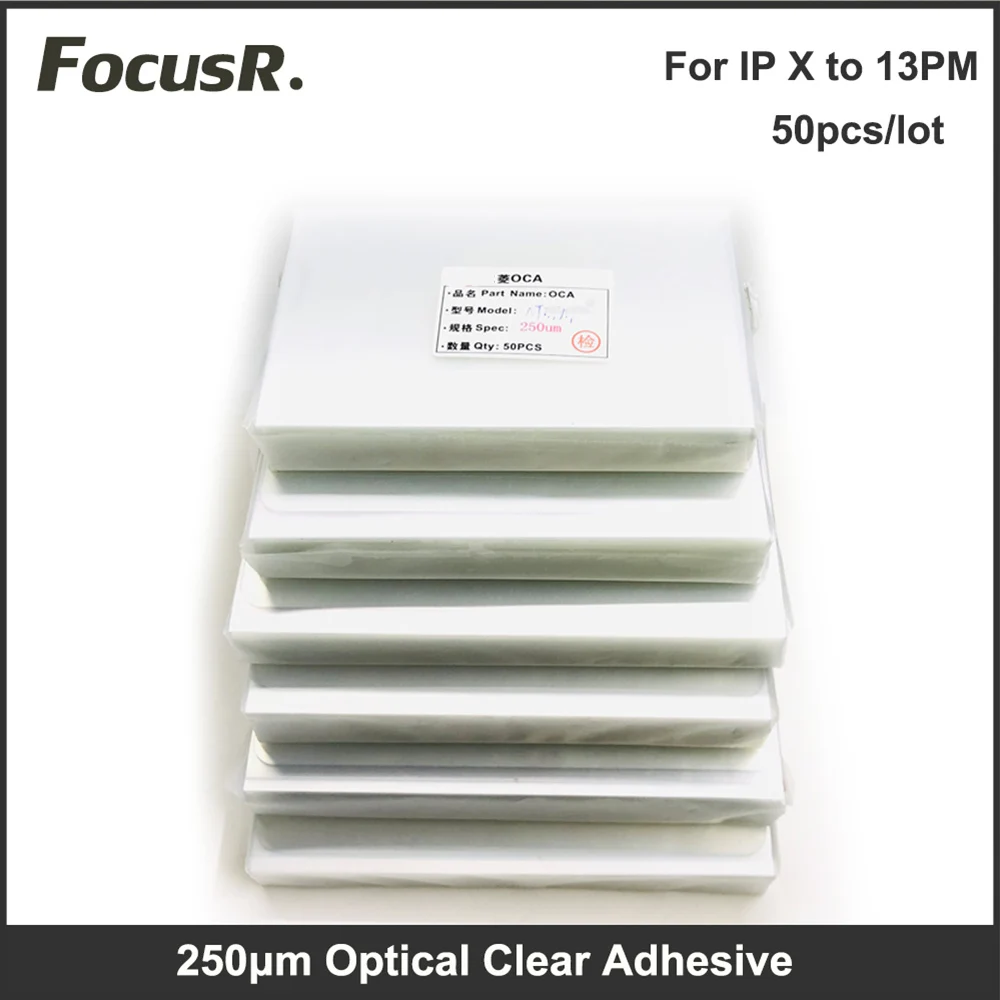 50pcs/lot OCA Optical Clear Adhesive For iPhone X XS XR 11 12 13 Pro Max OCA Glue LCD Touch Screen Glass Lens Laminating Repair