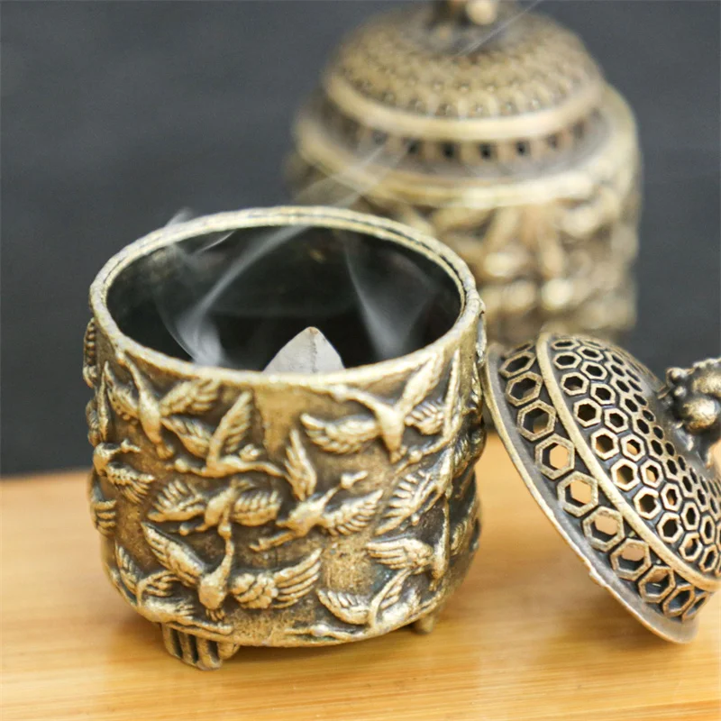 With Cover Sandalwood Round Censer Home Decor