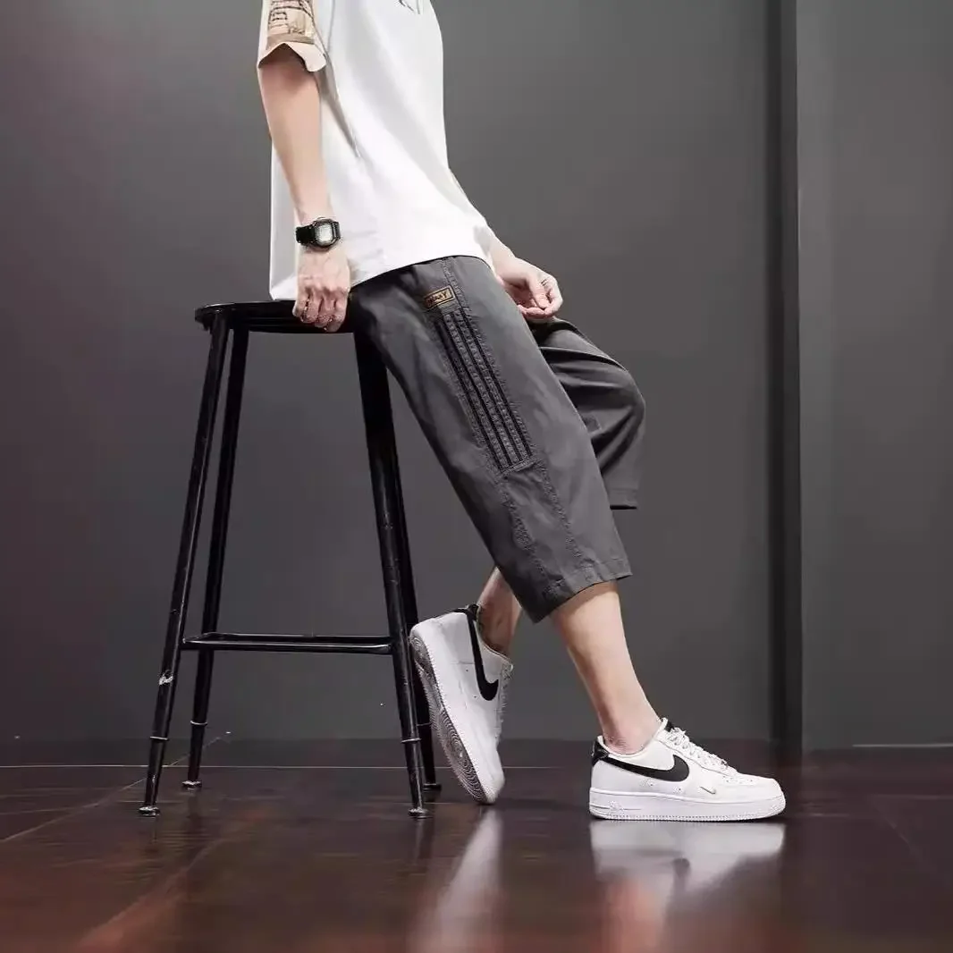 Повседневные шорты из ледяного шелка мужские летние тонкие модные полосатые