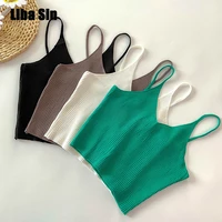 liba sin women summer v neck knitted suspender top women hot girls wear fashionable sexy backless bottoming tops