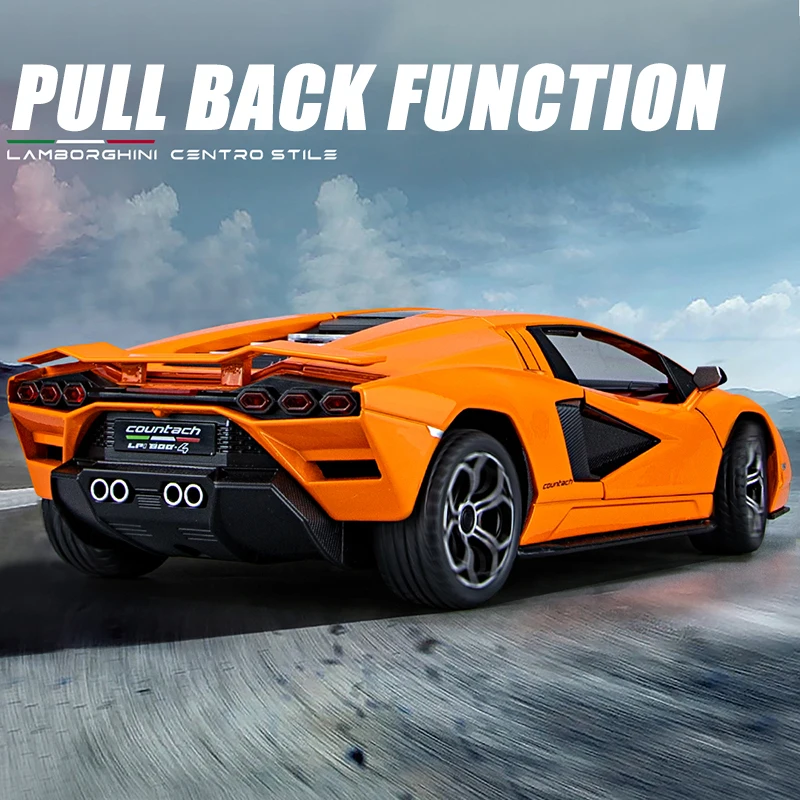 Скидка Масштаб 1/24, детские игрушки, спортивный автомобиль Lamborghini, модель автомобиля из сплава, Миниатюрные модели игрушечных автомобилей со звуком...