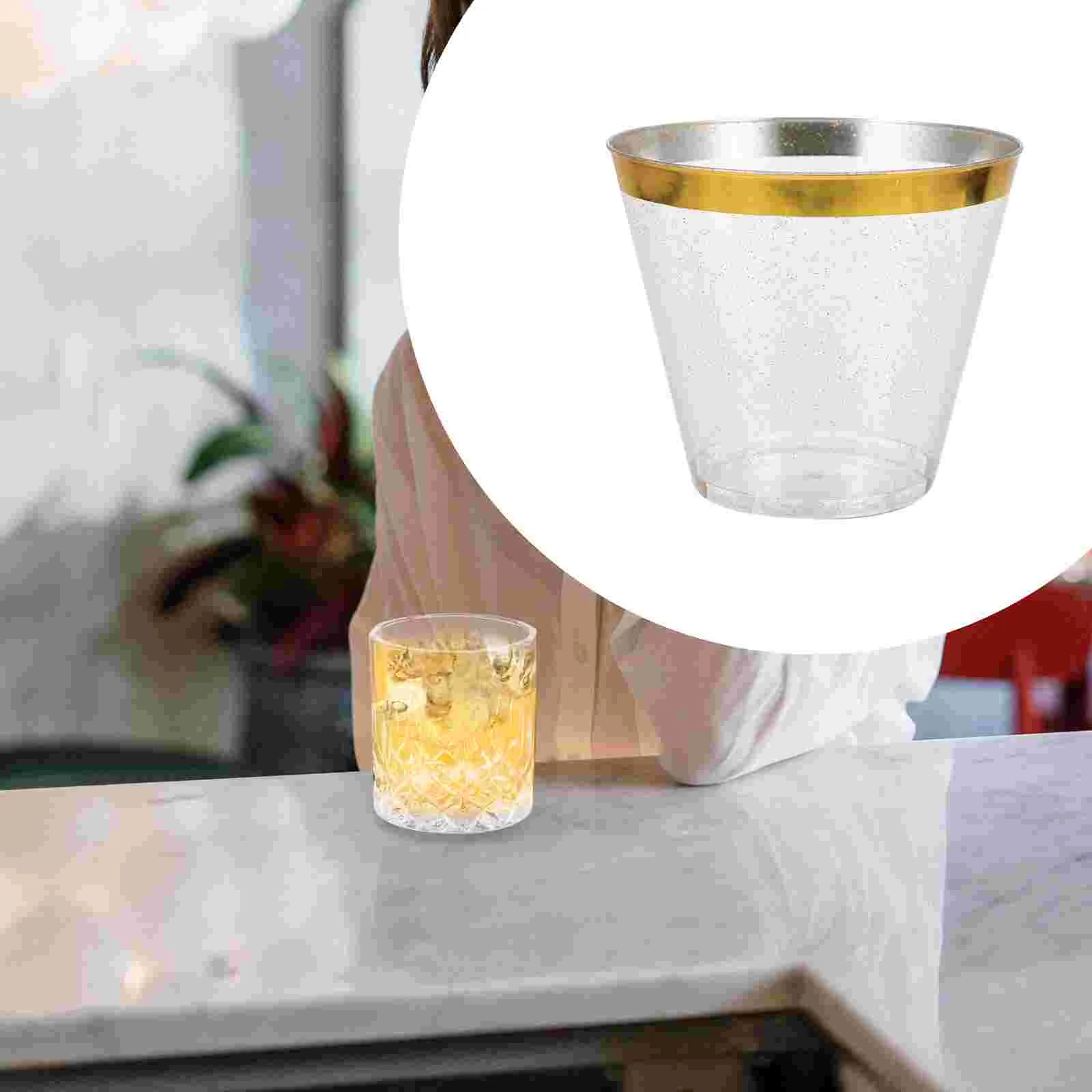 

25Pcs Disposable Cup Decorative Water Cup Multi-function Dessert Cup Party Accessory Party Cup for Bar Gathering