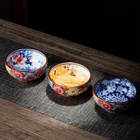 jingdezhen enamel hand painted tea cups blue and white porcelain tea cup kung fu flower cup ceramic tea bowl