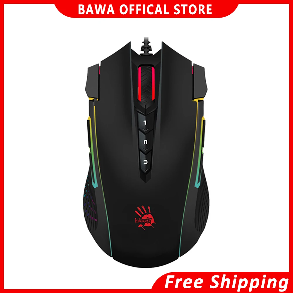 

Bloody J90s Wired Game Mouse Low Delay Ergonomics Rgb Light Mouse Fps Pc Gamer Mouse Laptop Computer Accessories E-Sports Mouse