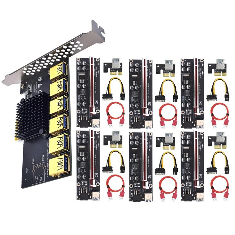 Pci Express множитель Pcie 1X до 4/5/6 USB 3 0 Расширенная карта от 1 4 Hub Riser 009S X16 для майнинга BTC |