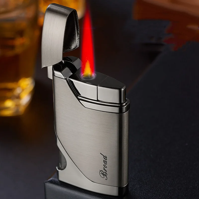 

Windproof Smoking Lighter Gas Torch Metal Inflatable Butane Jet Fire Red Flame Unusual Gift For Men Cigar Cigarette Creative