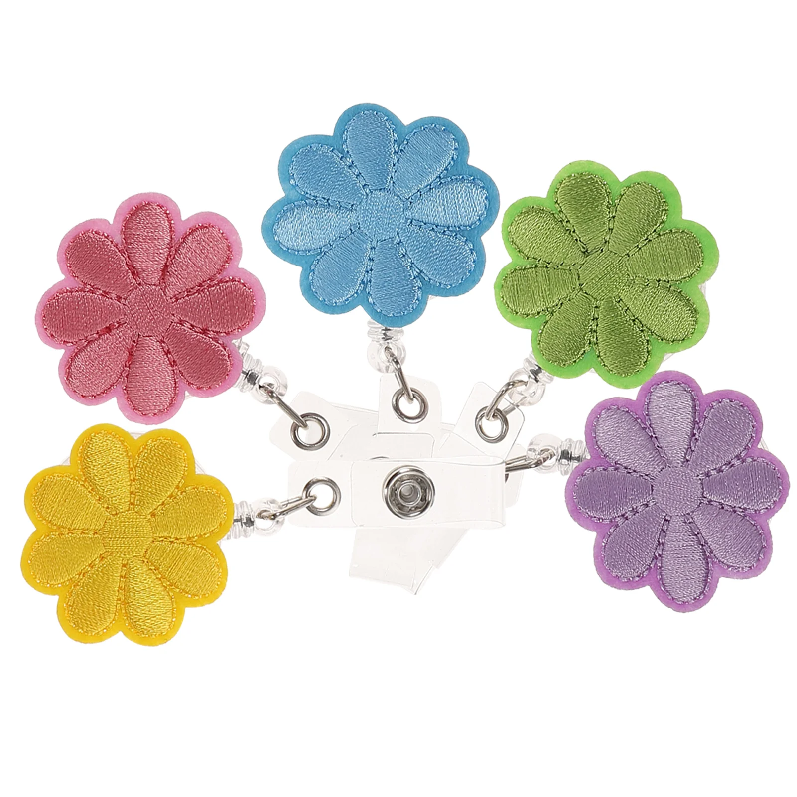 

5 Pcs Telescopic Nurse Retractable Lanyards Id Badge Reel Flower Name Tag Holder