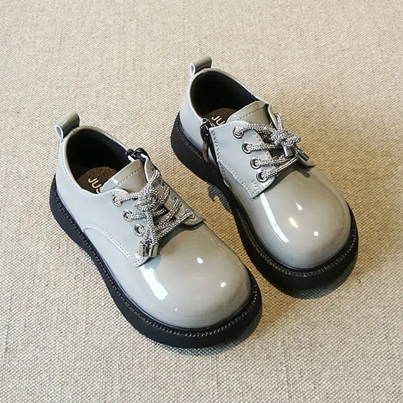 

Girls Martin Boots Children's 2022 Spring and Autumn New Fashion Patent Leather Black British Style Leather Boots