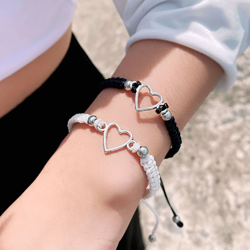 

Love Heart Woven Bracelet Lovers Women Men Handmade Crafted Adjustable Hand Rope Friendship Wristband Jewelry Access Couple Gift