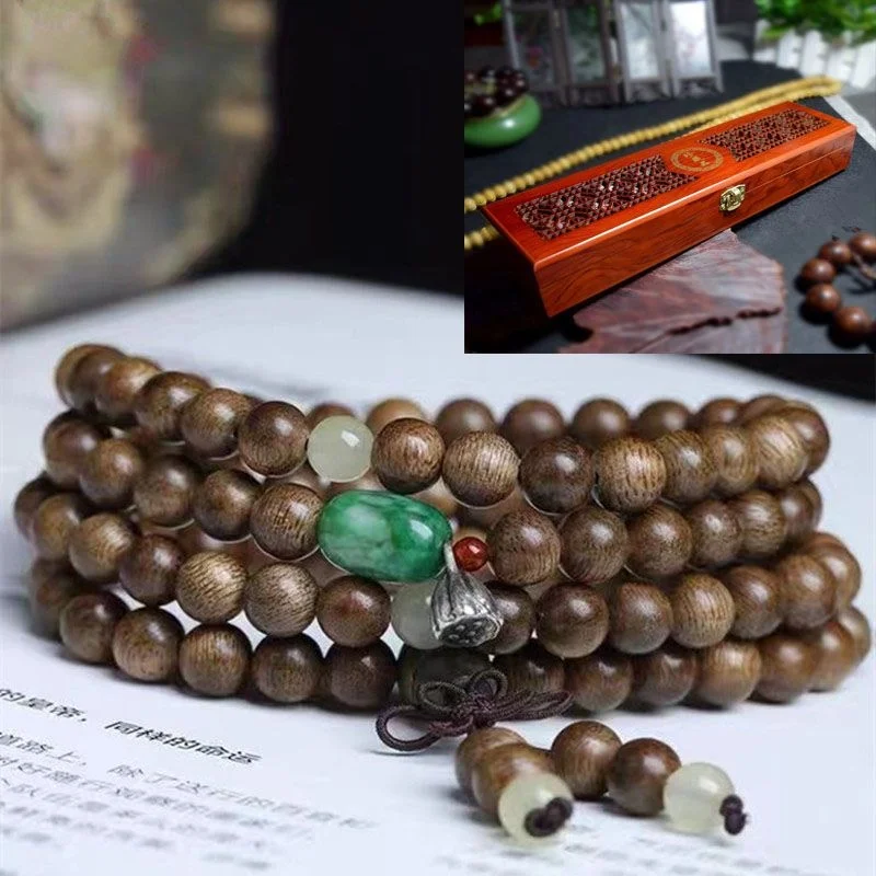 

Attached with certificate: authentic agaric bracelet 108 jewelry DIY Buddha beads bracelet Female wood rosary beads