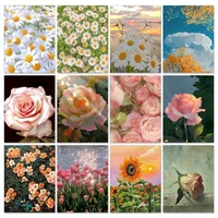 gatyztory diy painting by numbers adults rose flowers home decor gift coloring by numbers scenery hand paint kits wall art