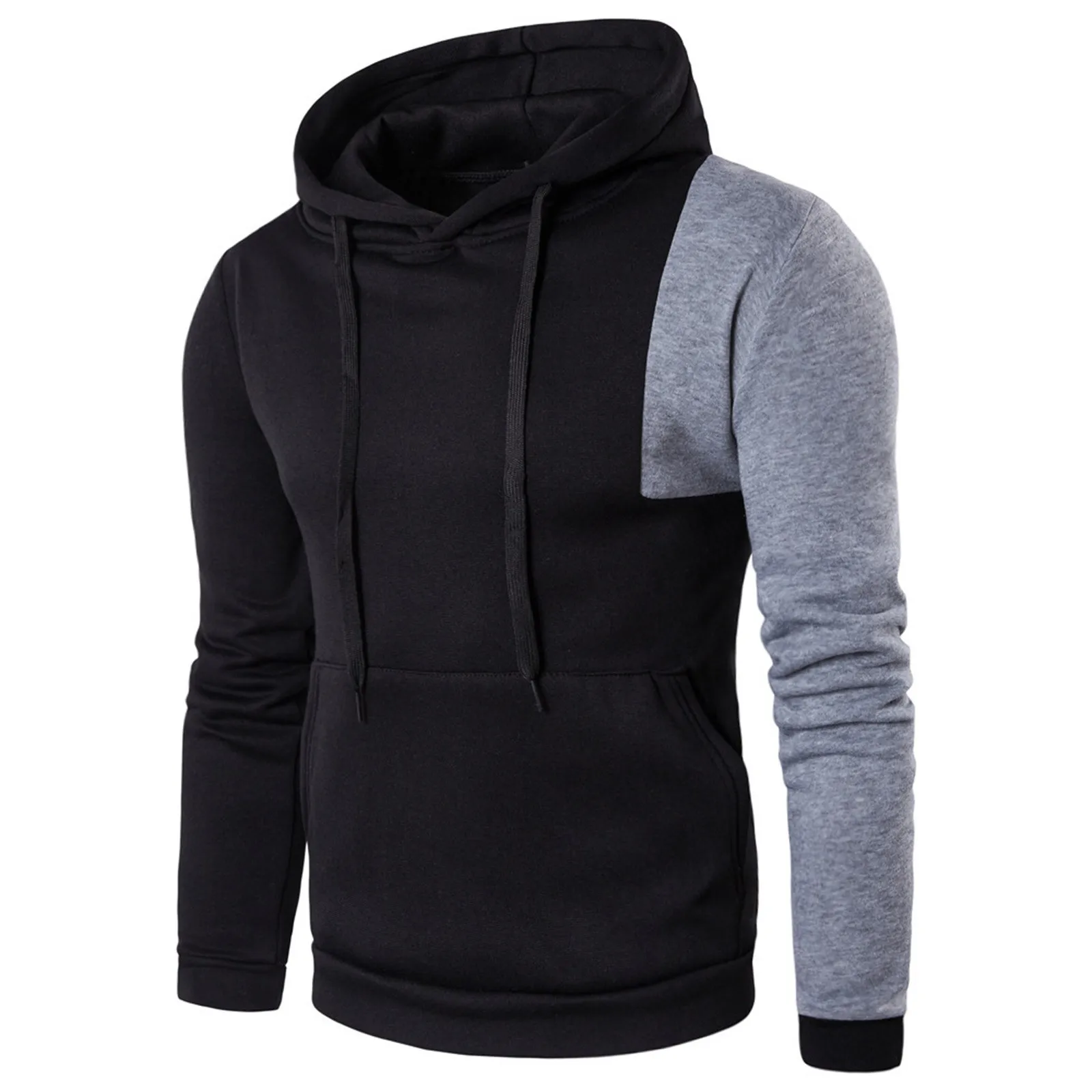 

Men'S Cotton Long Sleeve Hooded Sweetshirts Casual Color-Matching Hoodie Tops Thick Hoodies For Men Pullover Drawstring Clothing