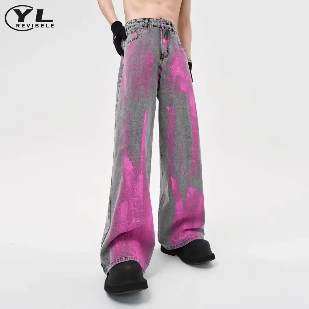 Джинсы мужские и женские прямые в стиле хип-хоп с высокой талией широкими