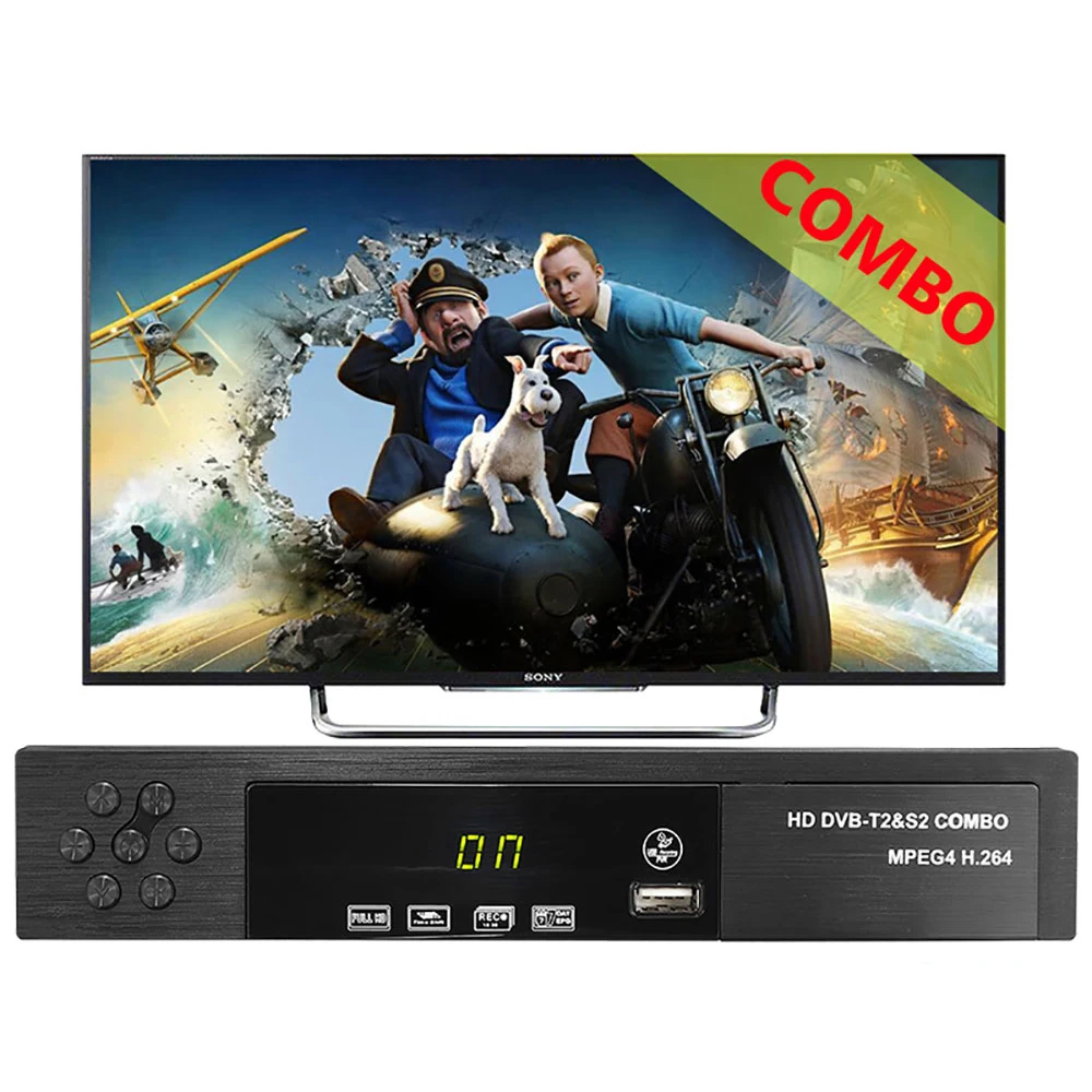 Комбинированная ТВ-приставка DVB T2 S2 с поддержкой ip tv H.264 USB Wifi-ключ 1080P Full HD m3u Smart