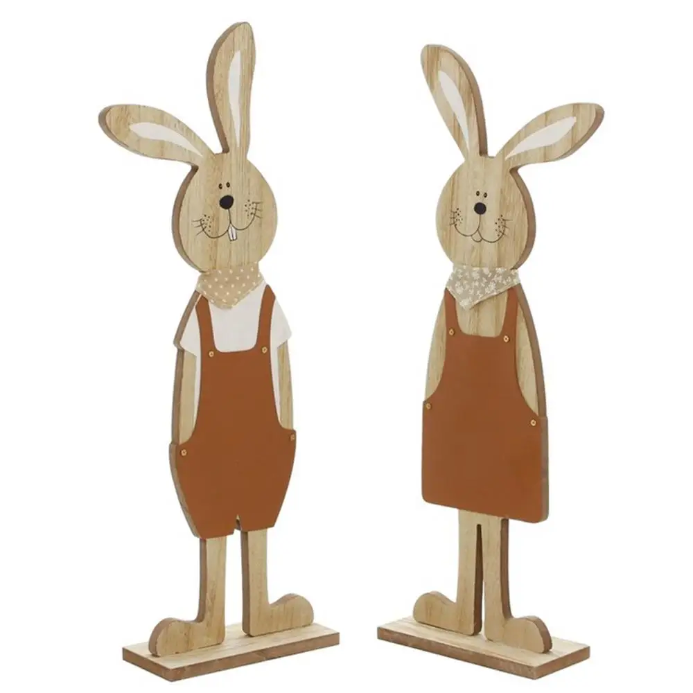 

Christmas Wood Figurine Festival Easter Rabbit Shape Statue Animal Garden Sculpture Outdoor Fences L