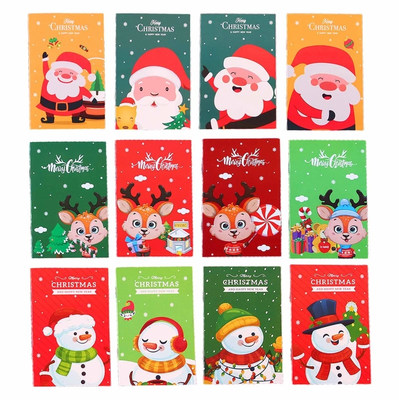 

10Pcs Cartoon Chritmas Notepad Small Notebook To-do-list Pad Lined for Writing