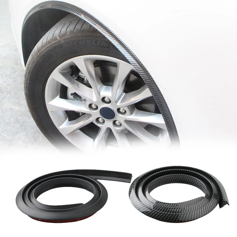 

1.5m Triangle Universal Car Truck Carbon Fiber Rubber Wheel Eyebrow Protector Lip Sticker Trim Fender Flare Anti-scratch